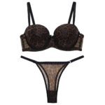 ست شورت و سوتین زنانه شارمین مدل جکدار فنردار پلنگی کد 5457-1066