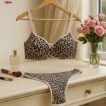 ست شورت و سوتین زنانه شارمین مدل پلنگی فنردار کد 5466-2065