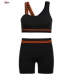 ست نیم‌تنه و شلوارک ورزشی زنانه مدل سیملس پشت چین دار کد 5562-2333