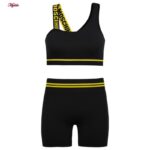 ست نیم‌تنه و شلوارک ورزشی زنانه مدل سیملس پشت چین دار کد 5562-2333