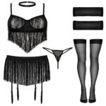 لباس خواب زنانه ماییلدا مدل ریش ریش کد 5624-4225 به همراه جوراب و دستکش