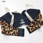 ست شورت و سوتین زنانه ماییلدا مدل لیزری هارنس دار بدون فنر نیم جک پلنگی کد 5669