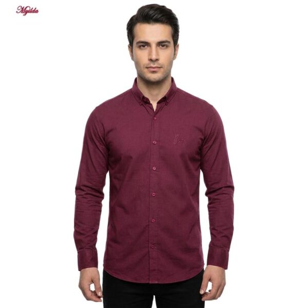 پیراهن آستین بلند یقه برگردان با تنخور معمولی (regular fit) مردانه مدل 5682