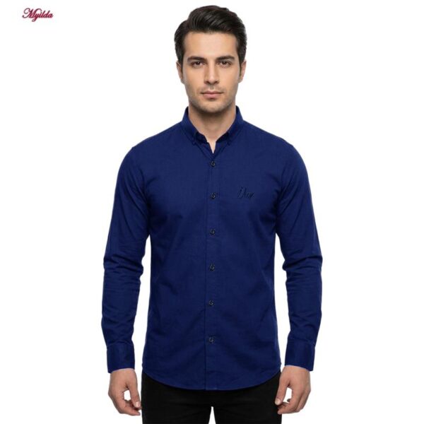 پیراهن آستین بلند یقه برگردان با تنخور معمولی (regular fit) مردانه مدل 5682