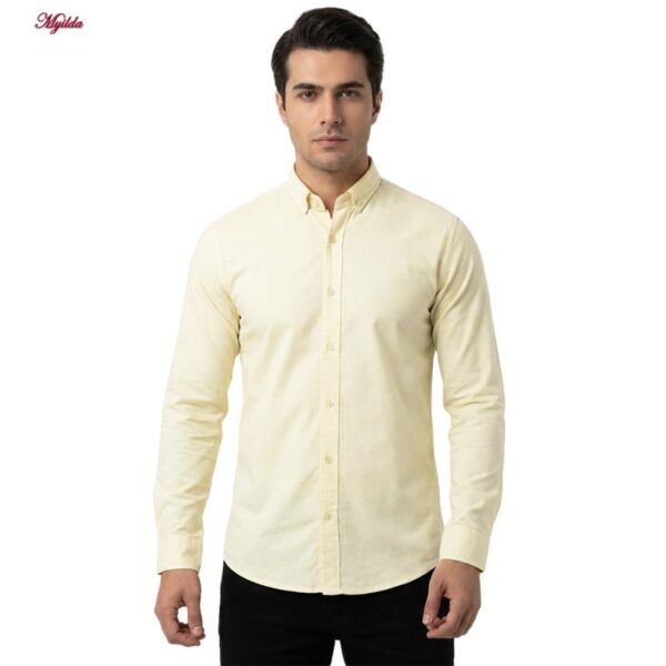پیراهن آستین بلند یقه برگردان با تنخور معمولی (regular fit) مردانه مدل 5682