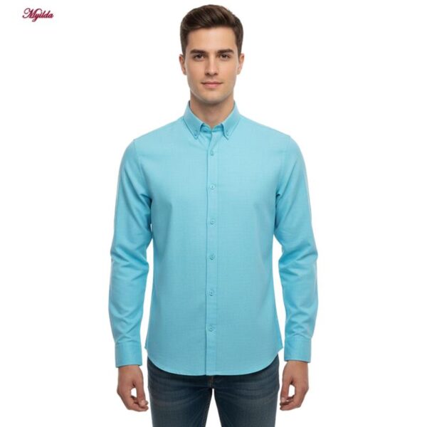 پیراهن آستین بلند یقه برگردان با تنخور معمولی (regular fit) مردانه مدل 5682